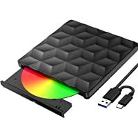 Grabadora DVD CD Externa USB 3.0 y Tipo C- Lector Unidades Externa Portátil Reproductor de Unidad de DVD Óptica…